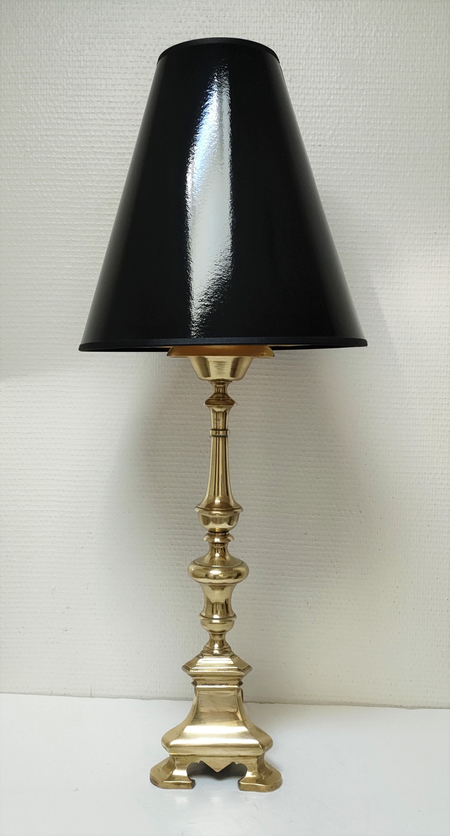 Pied de lampe bronze doré tripode hauteur 50 cm