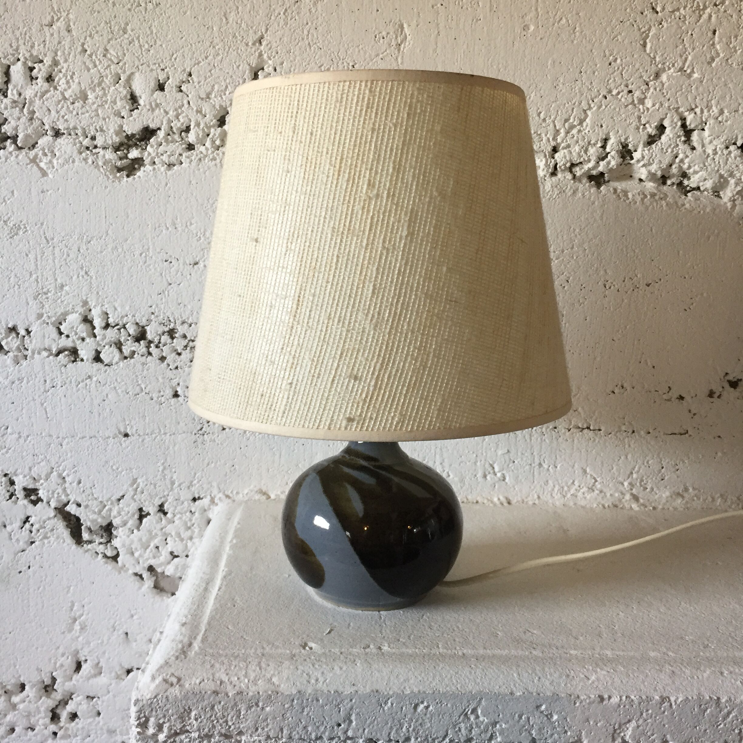 Blue ceramic lamp, circa 1980.