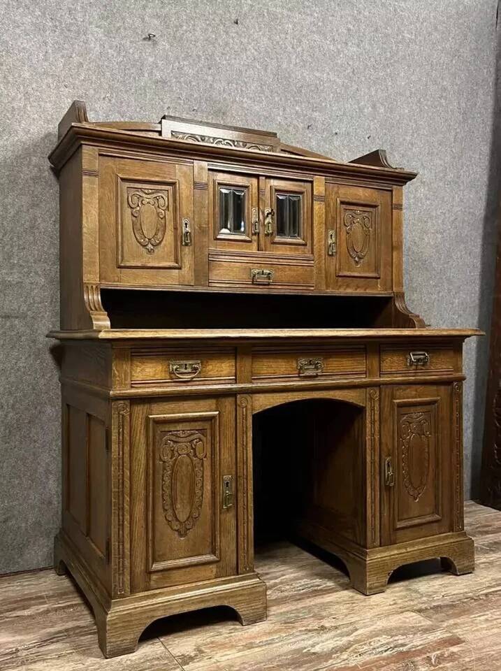 Bureau à gradin époque Art Nouveau en chêne vers 1900