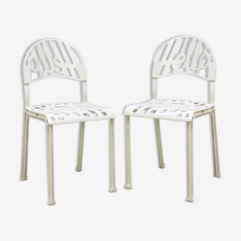 Vintage 'bonjour là- bas' Popart chaises Jeremy Harvey Artifort