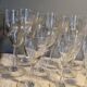 12 glasses - 6 water - 6 wine - Small carved decoration - Period 1900