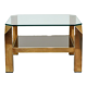 Table d'appoint table basse plaqué or 23 carats verre belgochrom seventies 60cm
