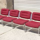 Space Age Chairs in Chrome and Velvet, 1970s, Set of 4