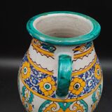 Vase pot with two handles in Moroccan ceramic signed Fes Moroccan