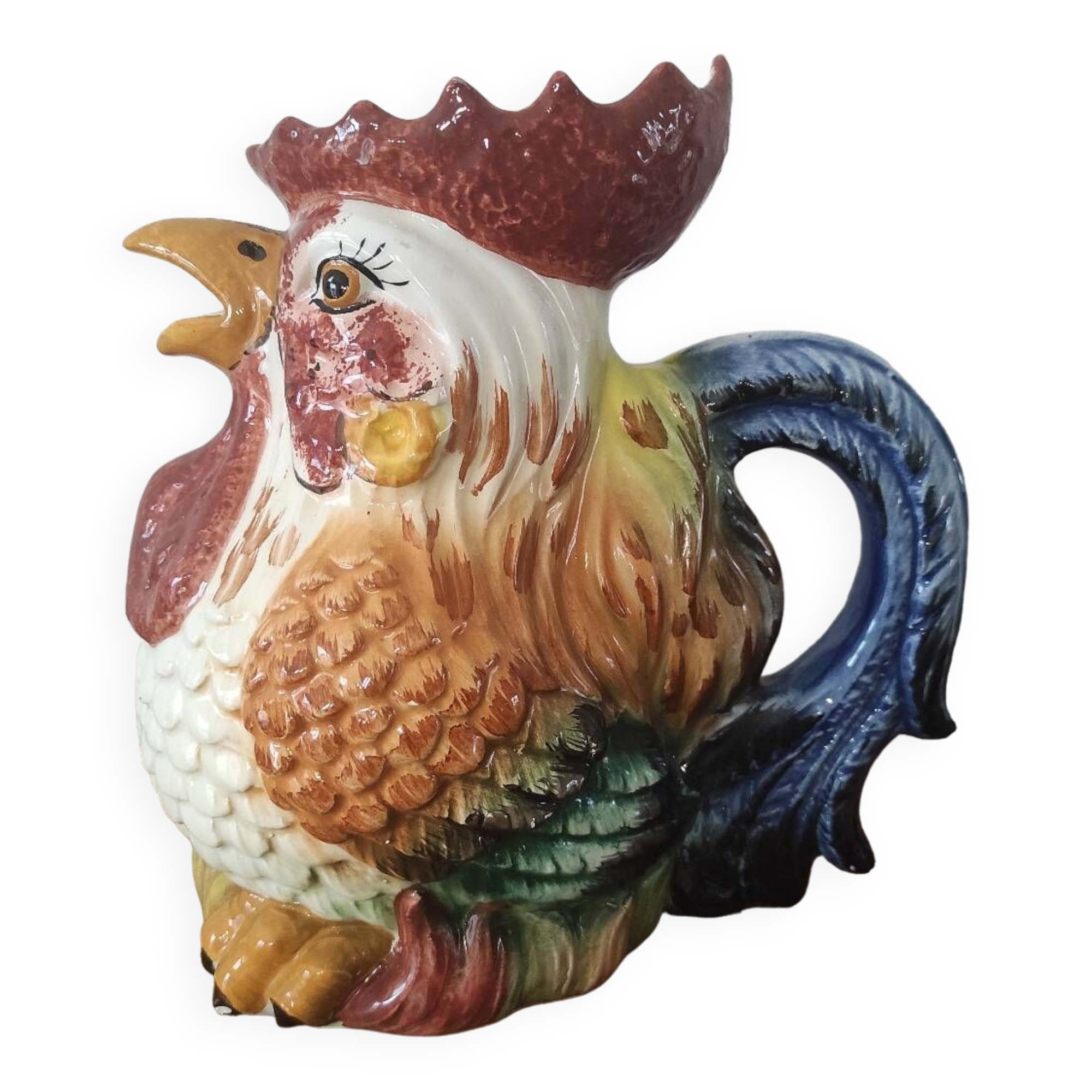 Barbotine Rooster pitcher carafe