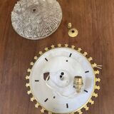 Vintage ceiling light with cut glass and gold metal.