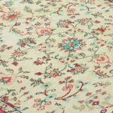 Tapis Vintage Turc – Rouge & Beige – Motifs Floraux – 295 × 178 cm