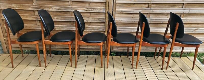 6 "Pegasus" chairs by Pierre Guariche for Baumann, France, 1960s.