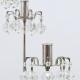 Silver-plated candlestick, faceted Swarovski crystals, Austria, 1960s