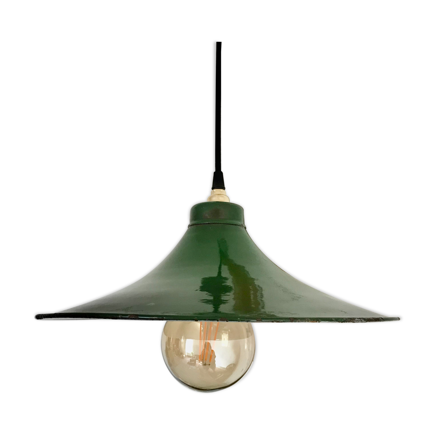 Suspension abat-jour émaillé vert