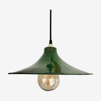 Suspension enamelled lampshade green