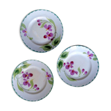 Set of 3 plates St. Amand & Hamage 1896 - 1952 iron earth hand-painted floral decoration