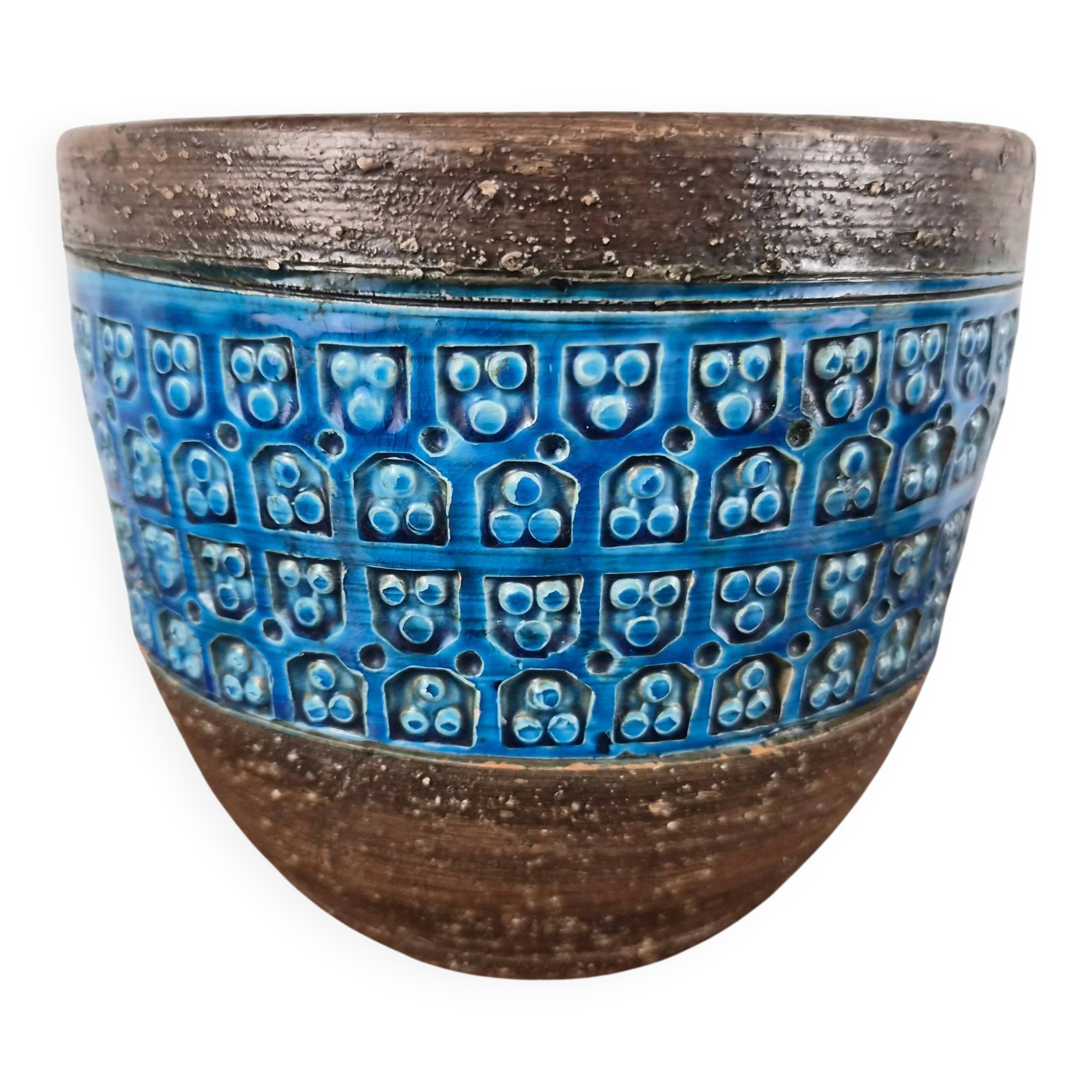 Terracotta vase with trifoglio decoration, ceramic by Aldo Londi for Bitossi, Italy, 1960.
