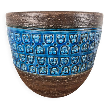 Terracotta vase with trifoglio decoration, ceramic by Aldo Londi for Bitossi, Italy, 1960.