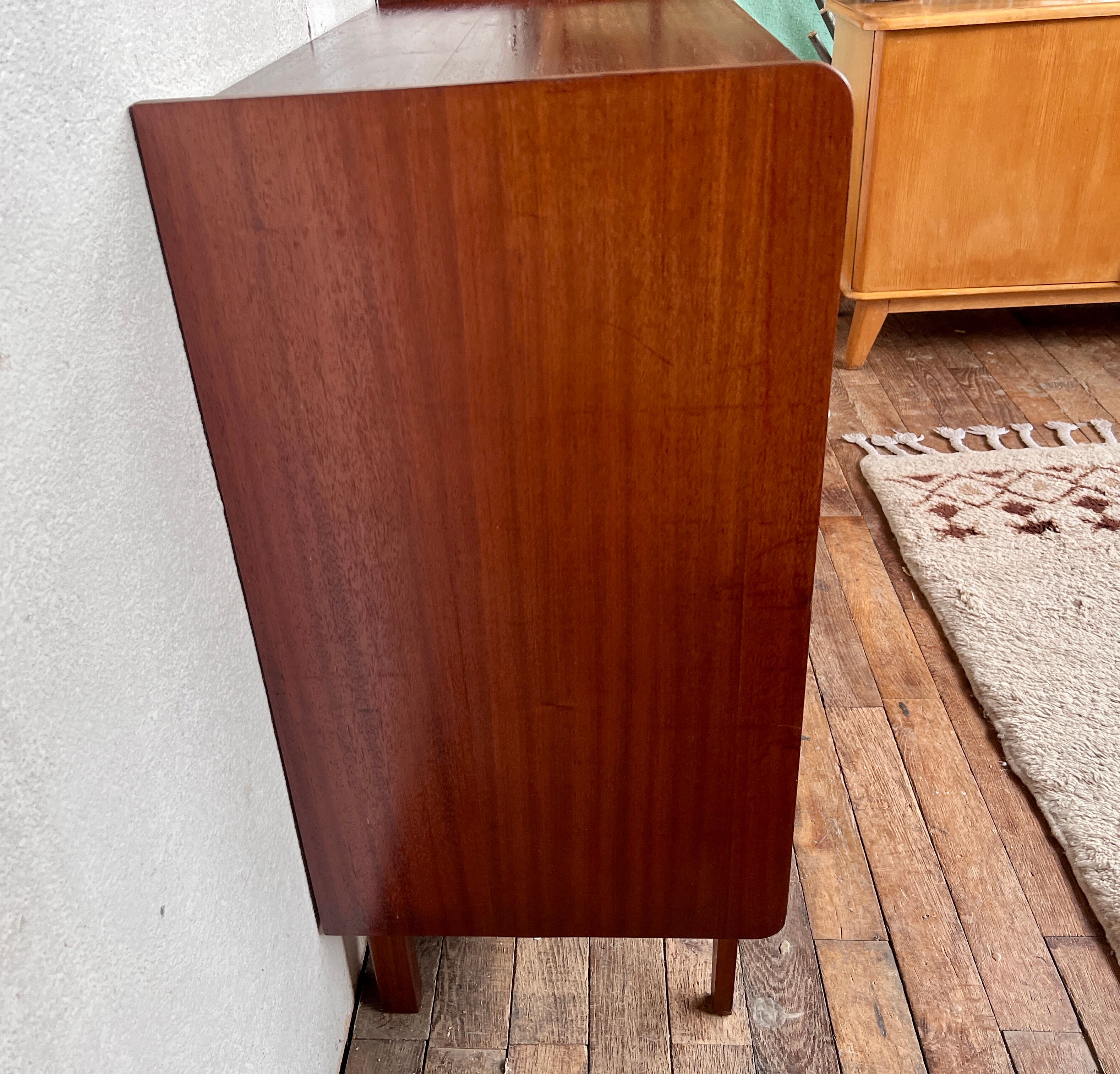 Chest of drawers compass feet in teak 1960 vintage