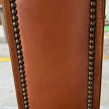 6 Art Deco walnut and leather chairs