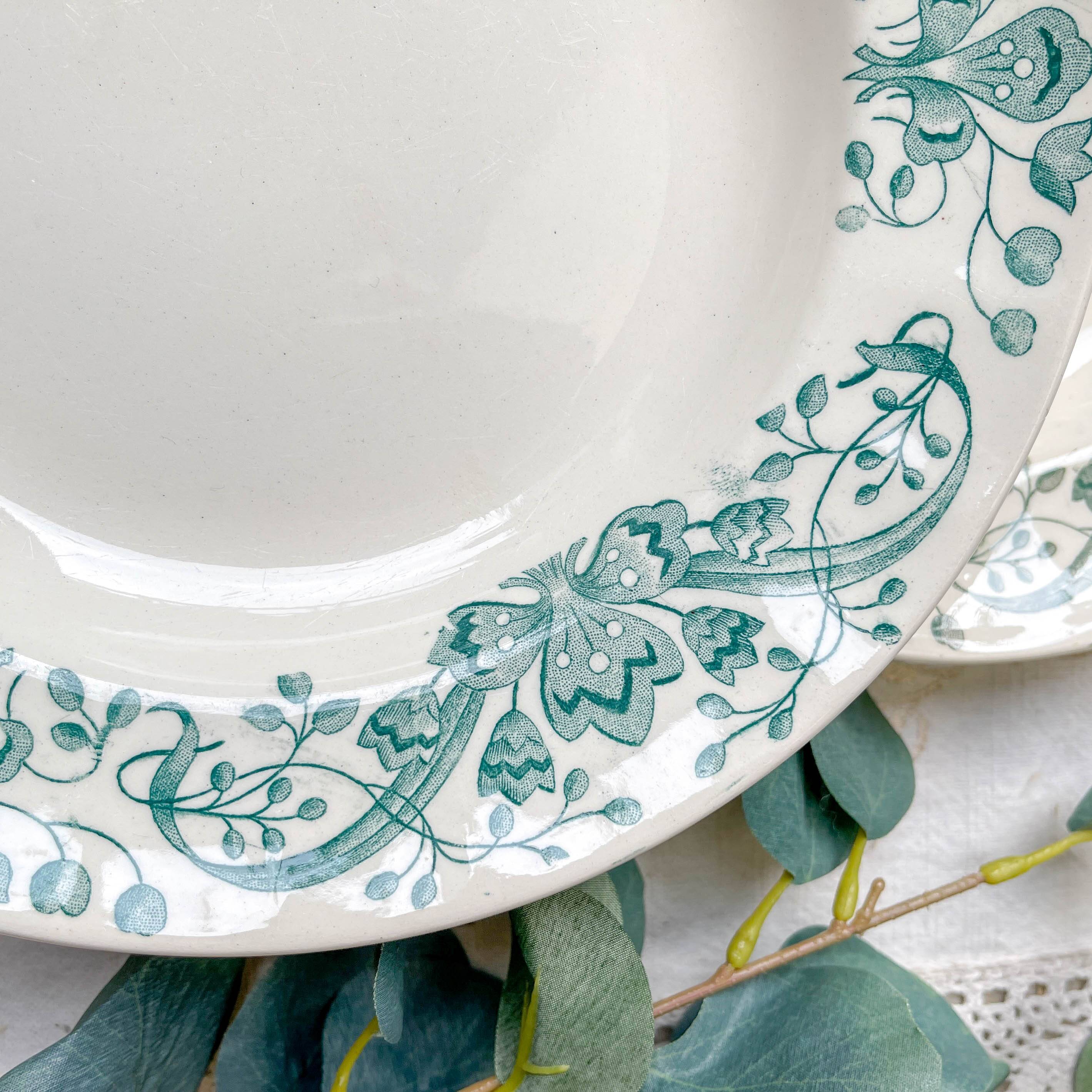 Set of 6 Antique Terre de Fer "Figuig" Soup Plates – Longchamp 19th Century