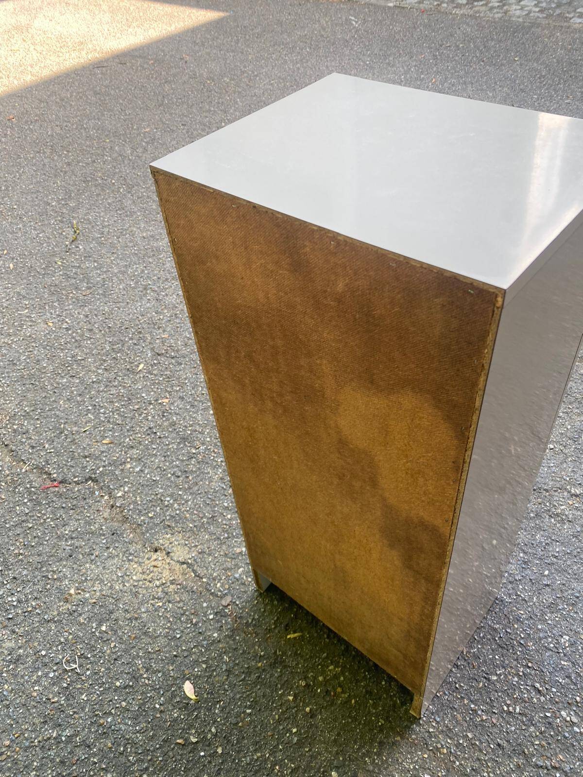 Narrow vintage beige bathroom cabinet 1970s