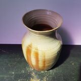 Ancien vase grès marron & beige signé deco années 70 vintage