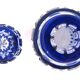 Baccarat, cut crystal bottle, blue lined, diamond gemstones, 14.8 cm.