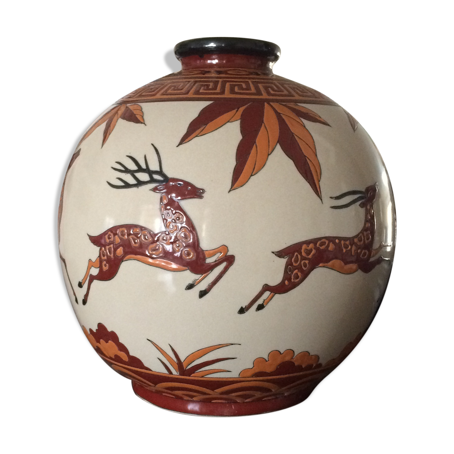 Art Deco cracked ceramic vase
