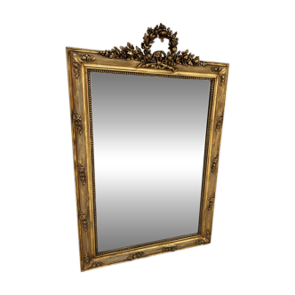 Miroir de style Louis XVI en bois et stuc doré XIX siècle