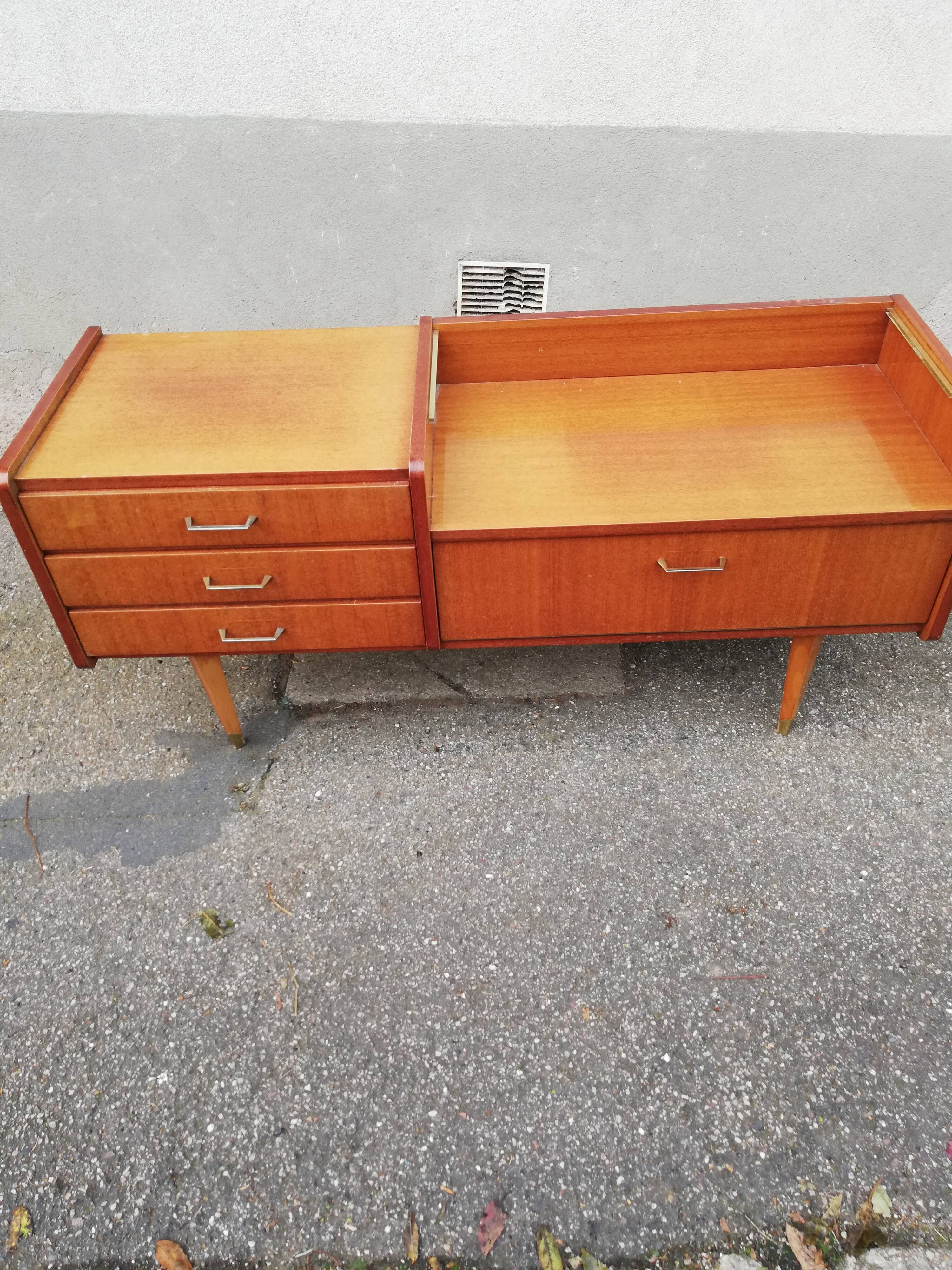 Vintage chest of drawers 3 drawers 1 flap