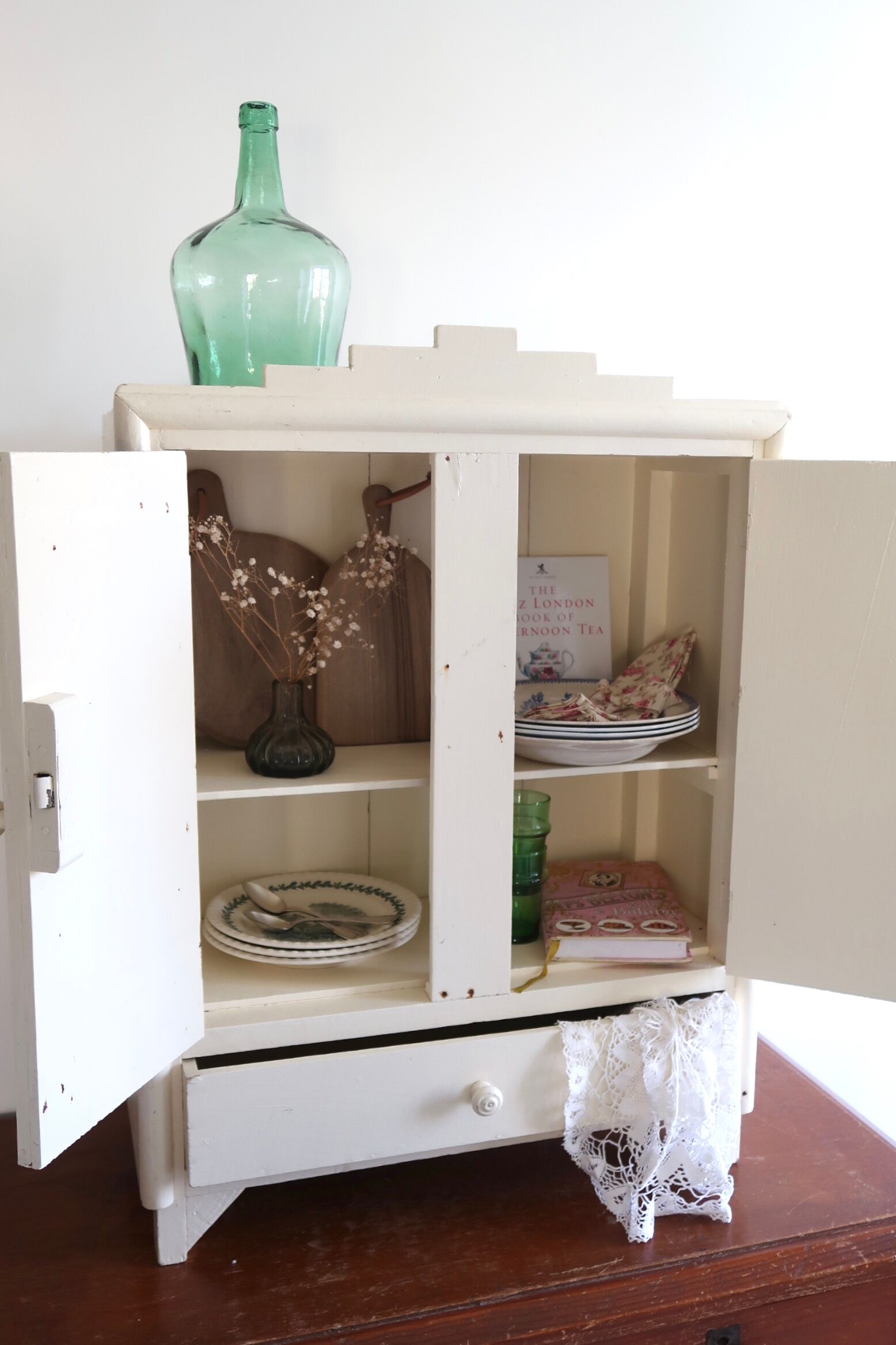 Kitchen cabinet or pharmacy in art deco wood