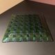 Decorative fused glass plate in green and blue – woven design – piece