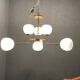 Opaline Glass Sputnik Chandelier with 7 Lights