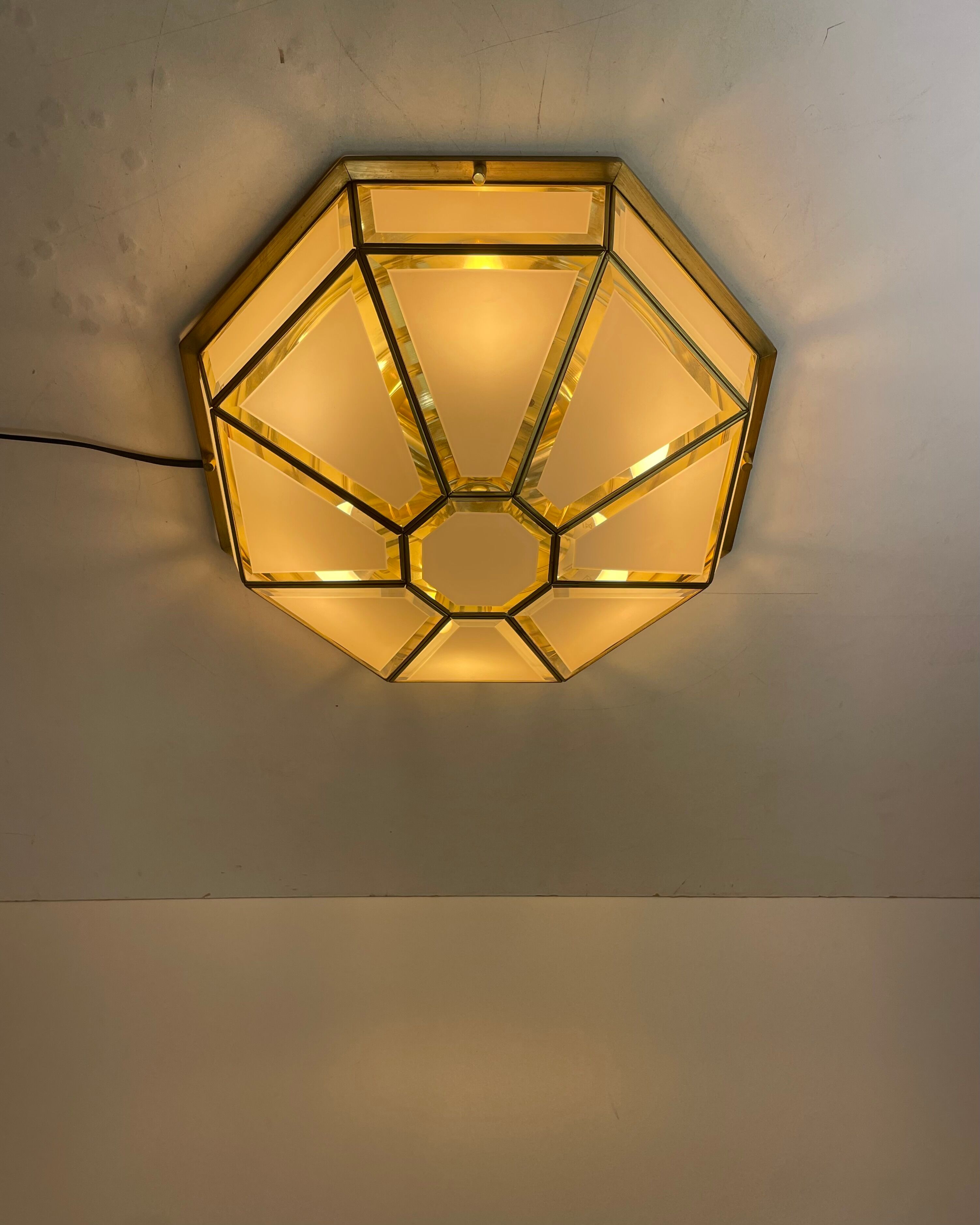 Hollywood Regency, Brass, Ceiling Lamp by Deknudt, Belgium, 1980s