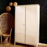 Restored parisian ivory, emerald green cabinet