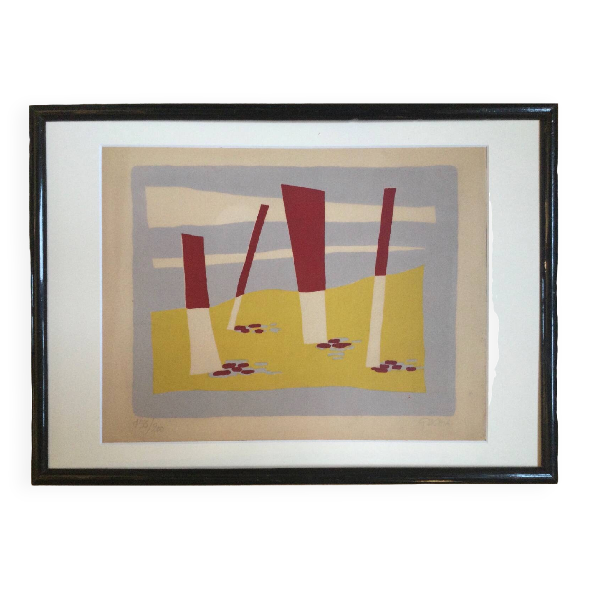 The beach, 1954. original lithograph by léon gischia (1903-1991).