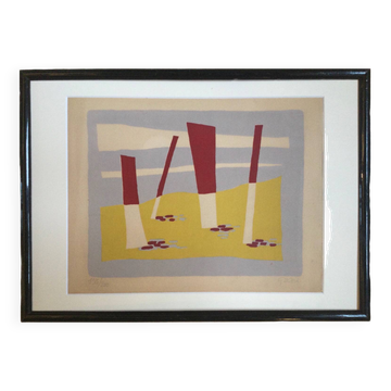 The beach, 1954. original lithograph by léon gischia (1903-1991).