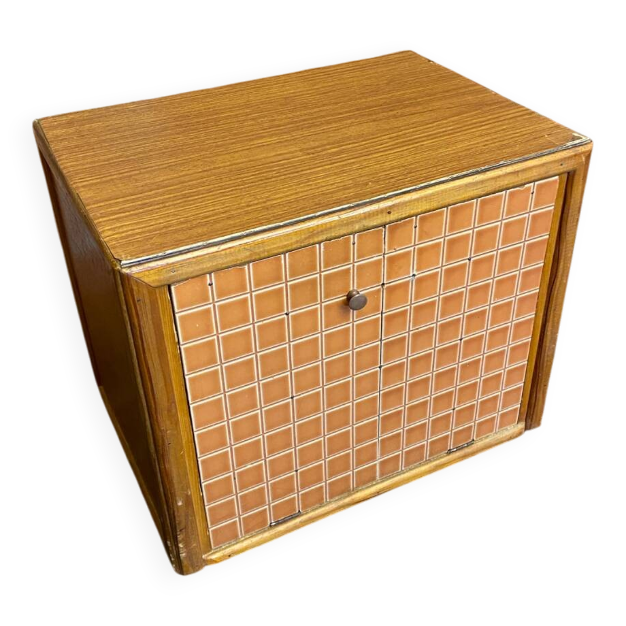 Vintage wooden storage cabinet with shelves