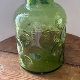 Vintage beautiful green thick honeycomb glass carafe bottle