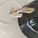 Large black, yellow iridescent and white Art Deco Saint-Amand cup.