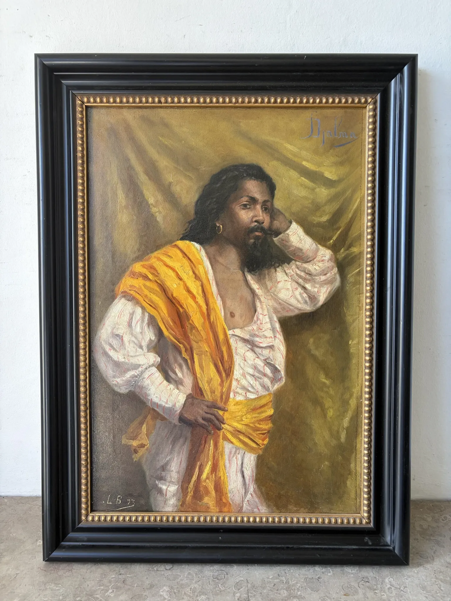 Orientalist portrait, oil on canvas signed 1873