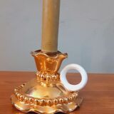 Art deco lamp earthenware malicorne golden 30s in the shape of hand candlestick