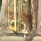 Déesse victorienne, aquarelle, encadrée