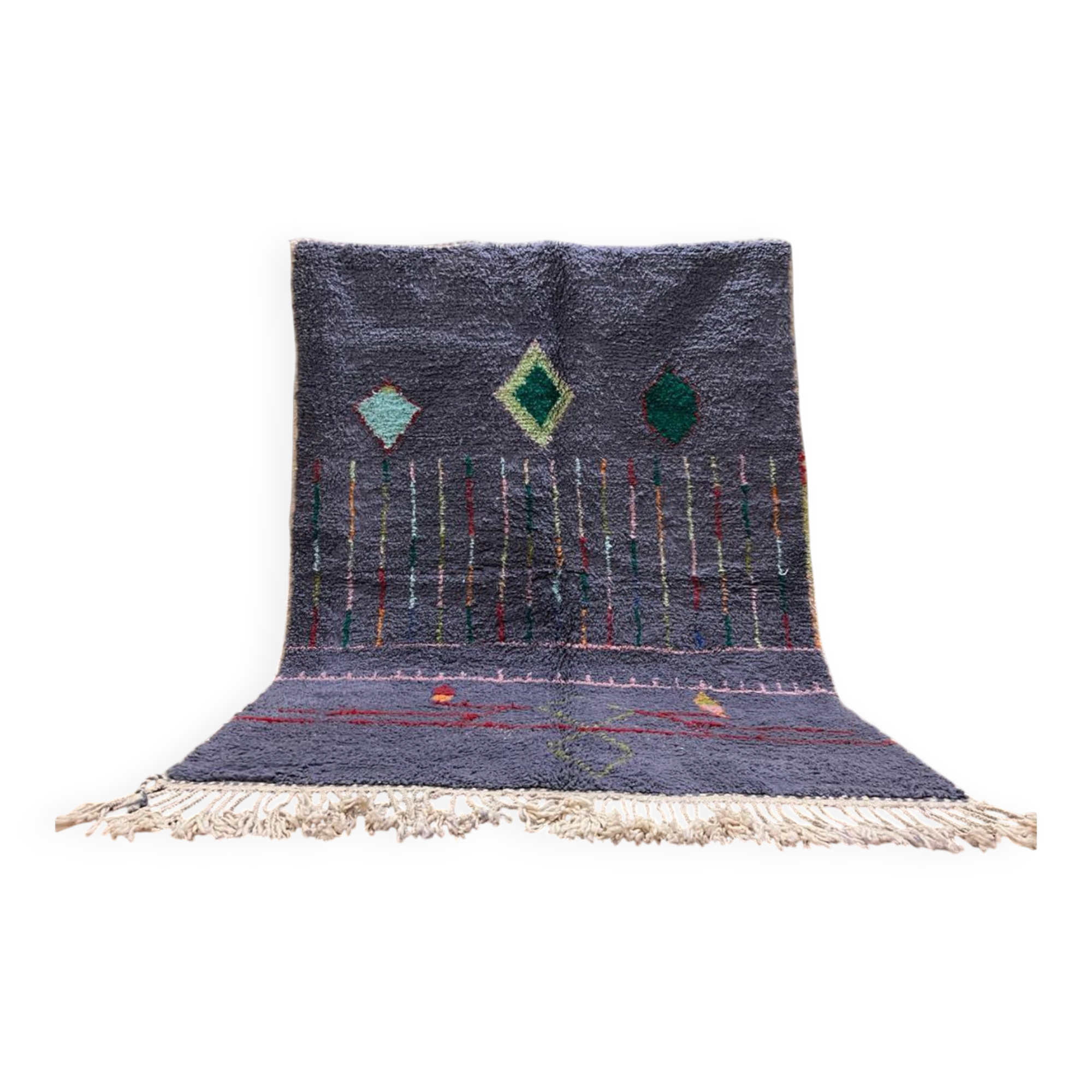 Tapis artisanal marocain laine naturelle 2.5x1.5 m