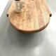 XXL oval coffee table in solid oak, cylindrical base, 1950s.