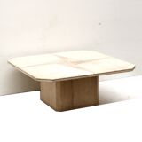 Vintage square travertine coffee table made in the 80s