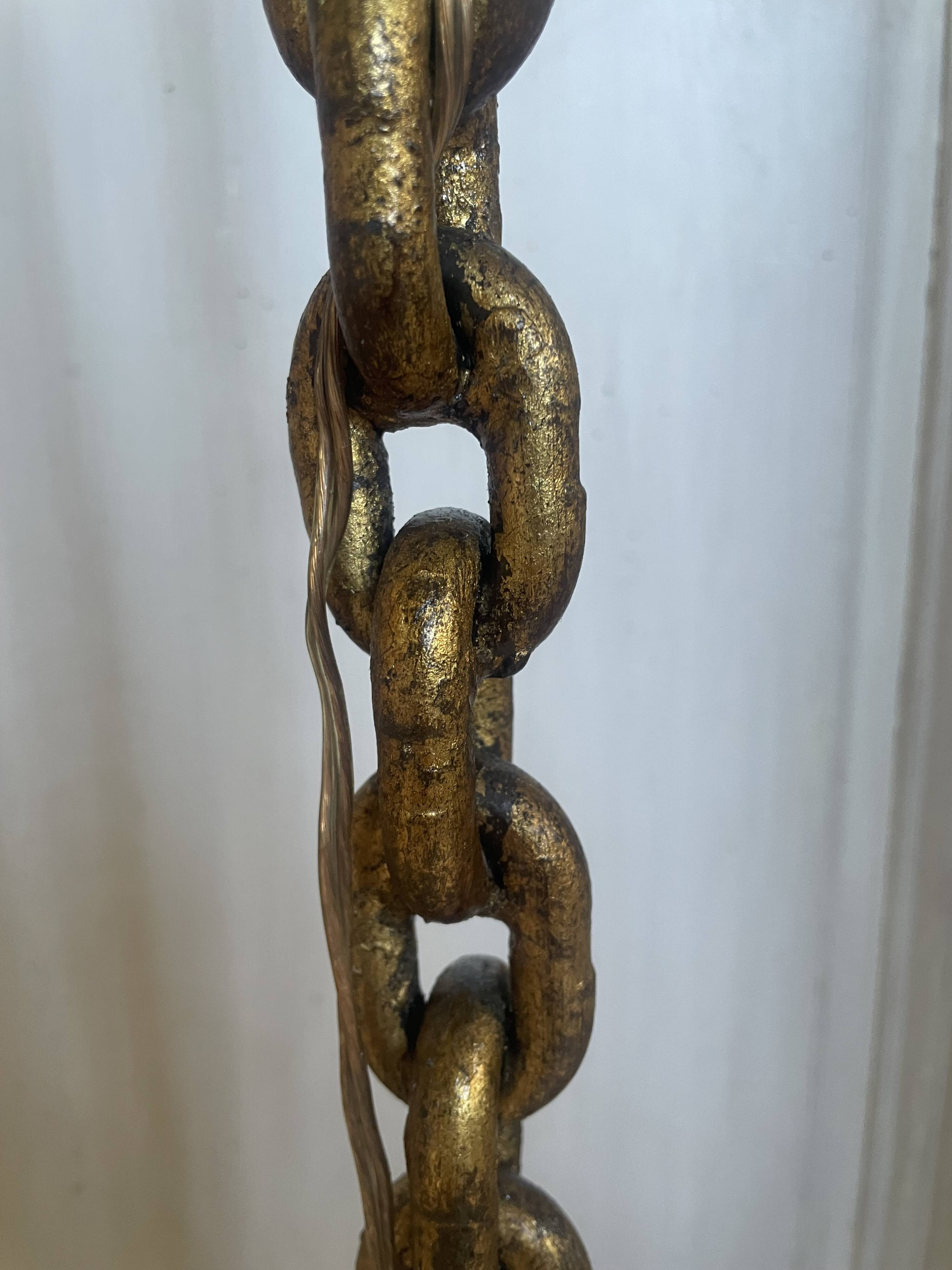 Brutalist floor lamp with chain links