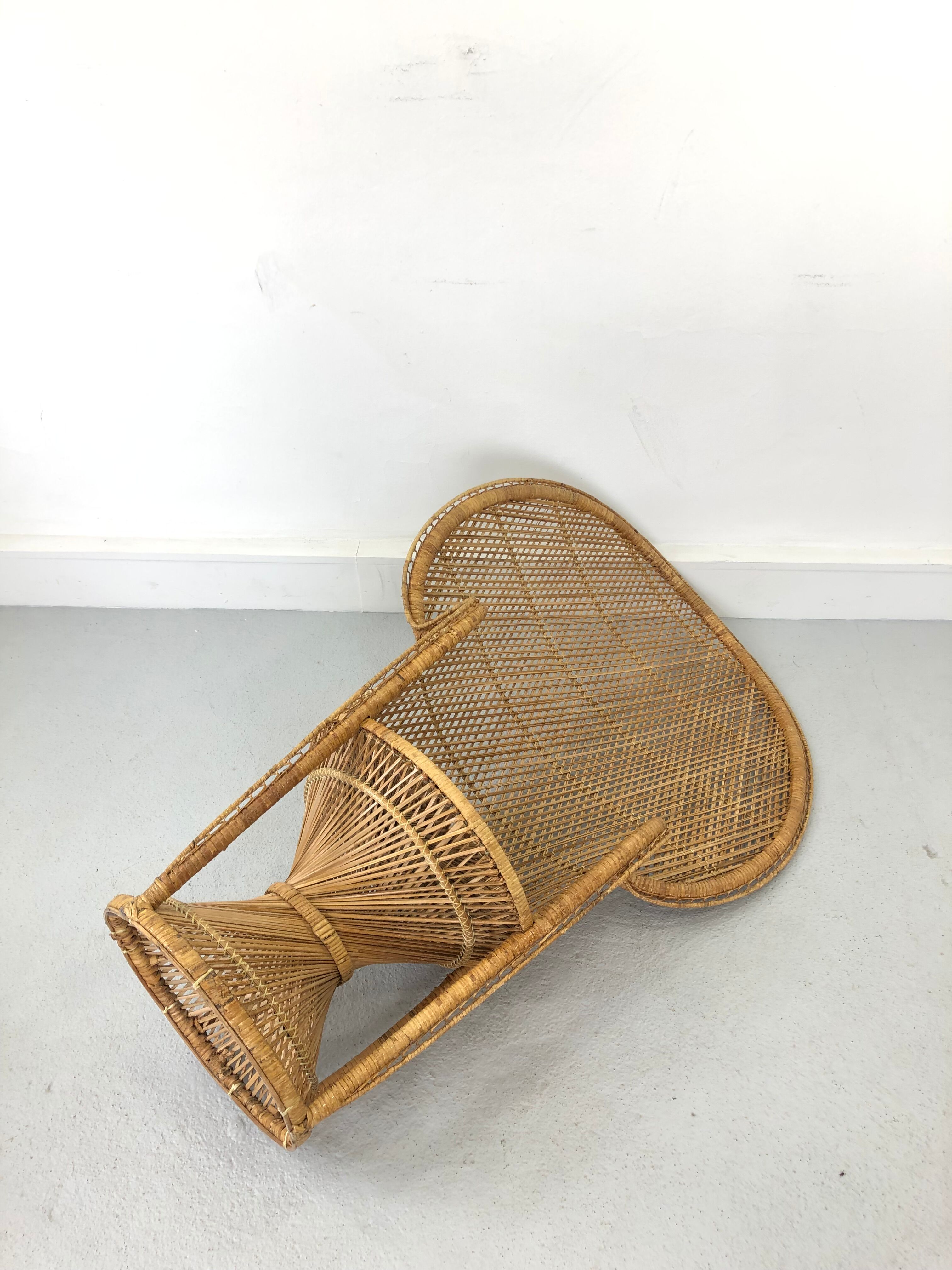 Vintage rattan and wicker peacock chair
