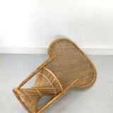 Vintage rattan and wicker peacock chair