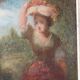 Jean-Baptiste Fouque (1819 - 1880) "Promenade au jardin" huile sur panneau