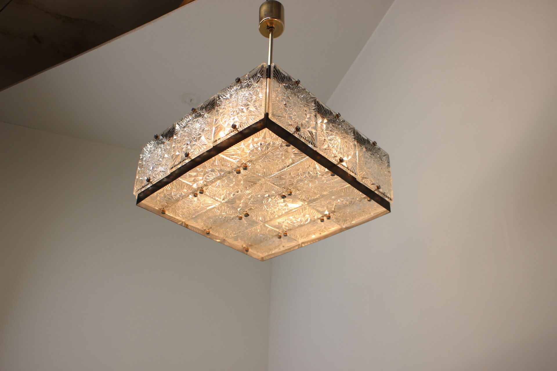 Rare Art Glass Chandelier  Kamenicky Senov, 1970's