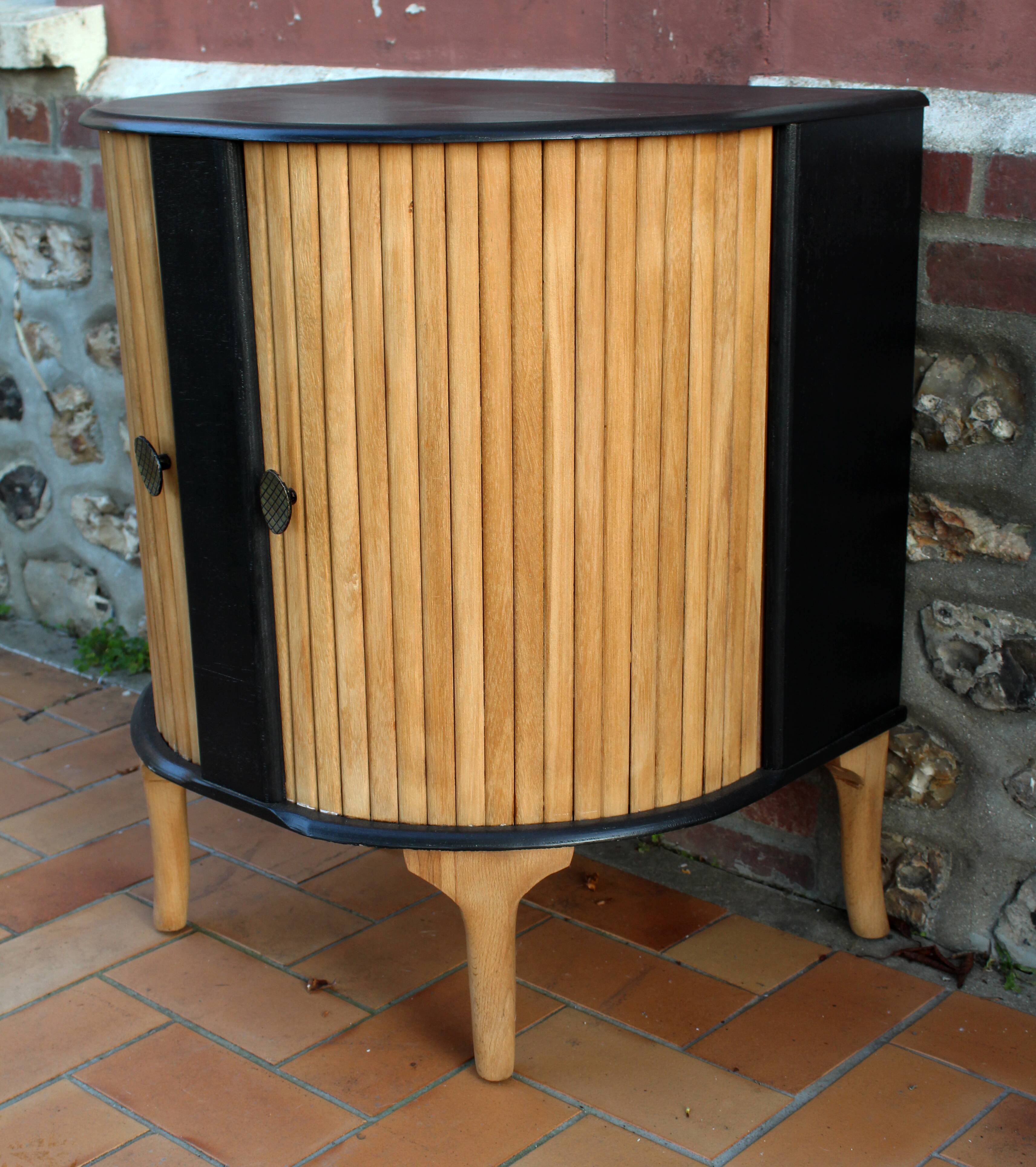 Low cabinet with curtains