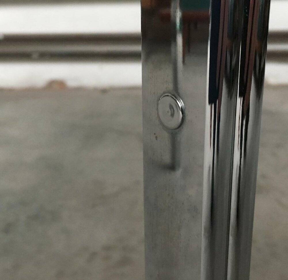 Chrome and glass coffee table in Space Age style from the mid-century, 1960s.